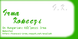 irma kopeczi business card